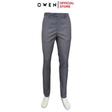 Quần Tây Nam Owen QS242808 màu xám kẻ caro chìm dáng ôm slim fit chất liệu TR Spandex