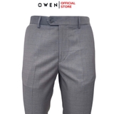Quần Tây Nam Owen QS242808 màu xám kẻ caro chìm dáng ôm slim fit chất liệu TR Spandex