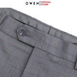 Quần Tây Nam Owen QS242808 màu xám kẻ caro chìm dáng ôm slim fit chất liệu TR Spandex