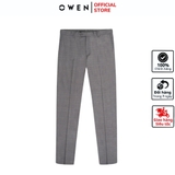 Quần Tây Nam Owen QS242808 màu xám kẻ caro chìm dáng ôm slim fit chất liệu TR Spandex