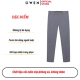 Quần tây Nam Owen QST252436 màu xám nhạt dáng ôm slim fit cạp tăng đơ chất liệu nano