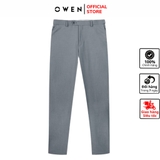 Quần Tây Nam Owen QRT231857 màu xám nhạt dáng regular fit cạp tăng đơ vải polyester
