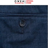 Quần Tây Nam Owen QST231861 màu xanh navy kẻ Dáng Slim Fit Cạp tăng đơ vải polyester