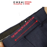 Quần Tây Nam Owen QST231861 màu xanh navy kẻ Dáng Slim Fit Cạp tăng đơ vải polyester