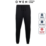 Quần jogger nam owen JG23296 Màu đen Dáng Regular Fit bo gấu Vải visco