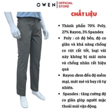 Quần kaki nam Owen QKR251278 màu xám dáng suông regular fit chất liệu poly recycle (renu)