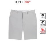 Quần Short Nam Owen SK251250 sóc kaki màu xám nhạt dáng suông regular fit chất liệu poly recycled (Renu)