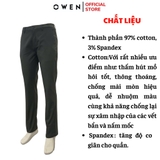 Quần Kaki Nam Owen QKR251271 màu rêu dáng suông ông đứng Regular fit Chất liệu CVC spandex