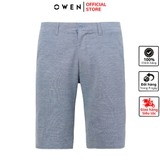 Quần short âu nam Owen ST231278 màu xanh xước dáng slim fit vải polyester