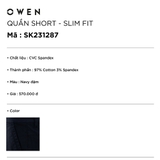 Quần short kaki nam Owen SK231287 màu navy đậm trơn dáng slim fit vải cotton