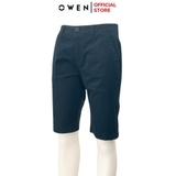 Quần Short Nam Owen SK241232 sóc kaki màu xanh đen dáng slim fit chất liệu CVC spandex