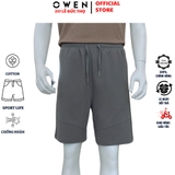 Quần Short Nam Owen SN251284 Sóc nỉ màu xám đậm dáng Sport Life Chất liệu CVC Spandex