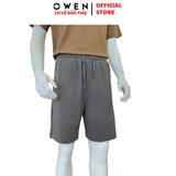 Quần Short Nam Owen SN251284 Sóc nỉ màu xám đậm dáng Sport Life Chất liệu CVC Spandex