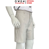 Quần Short Nam Owen SV252491 sóc âu màu be nhạt dáng J-form chất liệu Polyester