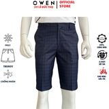 Quần Short Nam Owen SV252496 sóc âu màu xanh tím than kẻ dáng ôm Trendy chất liệu Polyester