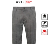 Quần short âu nam Owen SW231234 màu kẻ caro ghi Dáng Trendy vải polyester