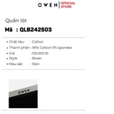 Quần Lót Nam Owen QLB242511 màu đen kiểu dáng sịp đùi chất liệu polyamide