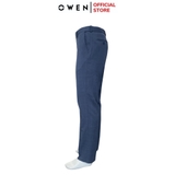 Quần Tây Nam Owen QRT242418 màu xanh dáng suông regular fit cạp tăng đơ chất liệu nano