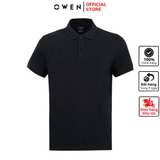 Áo Thun polo Nam Tay Ngắn Có Cổ Owen APV231388 màu đen melange dáng body fit vải cotton