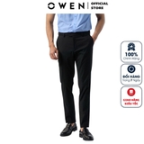 Quần Tây Nam Owen QRT231503 màu đen Dáng Regular Fit Cạp Tăng Đơ vải polyester