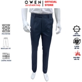 Quần Tây Nam Owen QRT231860 màu xanh đậm dáng regular fit cạp tăng đơ Chất liệu TR Spandex