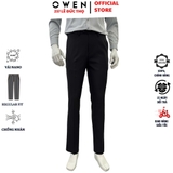Quần tây Nam Owen QRT252468R2 màu đen dáng suông regular fit cạp tăng đơ chất liệu nano