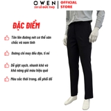 Quần tây Nam Owen QRT252468R2 màu đen dáng suông regular fit cạp tăng đơ chất liệu nano