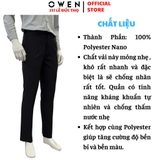 Quần tây Nam Owen QRT252468R2 màu đen dáng suông regular fit cạp tăng đơ chất liệu nano