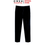 Quần tây Nam Owen QRT252468R2 màu đen dáng suông regular fit cạp tăng đơ chất liệu nano