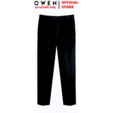 Quần tây Nam Owen QRT252552 màu đen dáng suông regular fit cạp tăng đơ chất liệu polyester