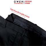 Quần tây Nam Owen QRT252552 màu đen dáng suông regular fit cạp tăng đơ chất liệu polyester