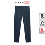 Quần Tây Nam Owen QST231267 xanh đậm kẻ caro  dáng slim fit cạp tăng đơ vải polyester