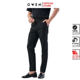 Quần Tây Nam Owen QST231509R1 (QST242464R) màu đen Dáng Slim Fit Cạp tăng đơ vải nano