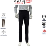 Quần tây Nam Owen QST252470R2 màu đen dáng ôm slim fit cạp tăng đơ chất liệu nano