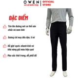 Quần tây Nam Owen QST252470R2 màu đen dáng ôm slim fit cạp tăng đơ chất liệu nano