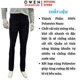 Quần tây Nam Owen QST252470R2 màu đen dáng ôm slim fit cạp tăng đơ chất liệu nano