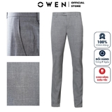 Quần Tây Nam Owen QS23496 Kẻ chìm nâu nhạt Dáng Slim Fit Chất liệu Nano