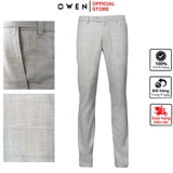 Quần Tây Nam Owen QST220670 Kẻ caro ghi đen Dáng Slim Fit Vải Polyester