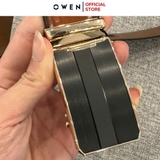 Thắt Lưng Nam Owen BELT221604 Chất Liệu Da Bò Thật dây da màu nâu mặt khóa trượt tự động