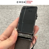 Thắt Lưng Nam Owen BELT232630 Dây Da Màu Nâu Mặt Khóa Trượt Tự Động Chất Liệu Da Bò Thật