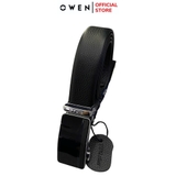 Thắt Lưng Nam Owen BELT231518.4 Dây da màu đen Mặt Khóa Trượt Tự Động Chất liệu da bò thật trơn, sần hoặc sần khâu viền
