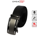 Thắt Lưng Nam Owen BELT221364 dây da màu đen trơn Mặt Khóa Trượt Tự Động chất liệu da bò thật