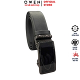 Thắt Lưng Nam Owen BELT251235 dây da này đen sần Mặt Khóa Trượt Tự Động Chất liệu da bò thật