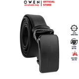 Thắt Lưng Nam Owen BELT251236 dây da này đen sần Mặt Khóa Trượt Tự Động Chất liệu da bò thật