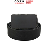 Thắt Lưng Nam Owen BELT251236 dây da này đen sần Mặt Khóa Trượt Tự Động Chất liệu da bò thật