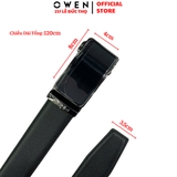 Thắt Lưng Nam Owen BELT256260 dây da này đen sần Mặt Khóa Trượt Tự Động Chất liệu da bò thật