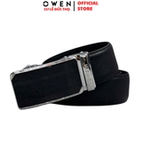 Thắt Lưng Nam Owen BELT256262 dây da này đen sần Mặt Khóa Trượt Tự Động Chất liệu da bò thật