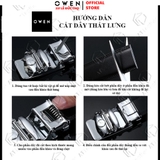 Thắt Lưng Nam Owen BELT256262 dây da này đen sần Mặt Khóa Trượt Tự Động Chất liệu da bò thật