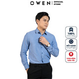 Áo Sơ Mi Nam Tay Dài Owen AS220020D Màu Oxford Navy Dáng Ôm Tà Lượn Không Túi Vải Sợi Tre Cao Cấp