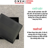 Ví Nam Owen Ví Da Bóp Nam VD232663 màu đen da trơn đục lỗ kiểu dáng ví ngang chất liệu da bò thật